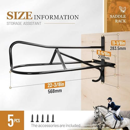1Pc Saddle Rack Wall Mounted 22.3 x 11.1 x 8.6 Inch with Bridle - size: 1Piece