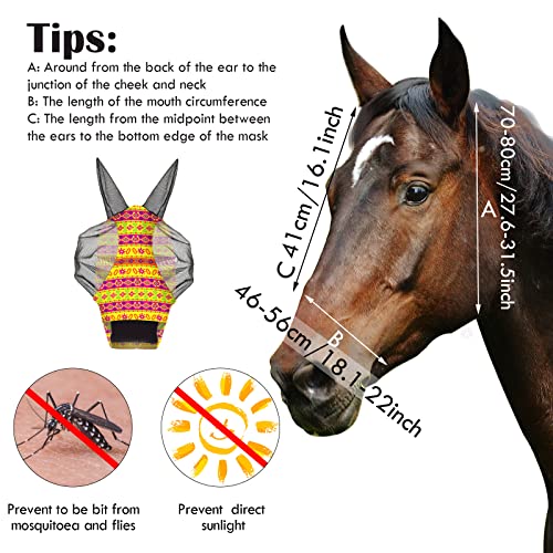 Qualirey 12 Pieces Horse Fly Mask Bulk, Medium, Geometric Patterns - color: Geometric Patterns, size: Medium
