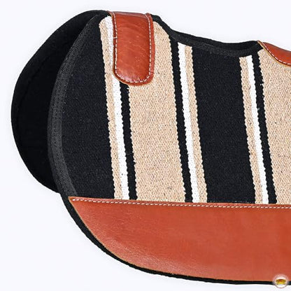 HILASON Western Wool Felt Contoured Saddle Pad Black 32x32