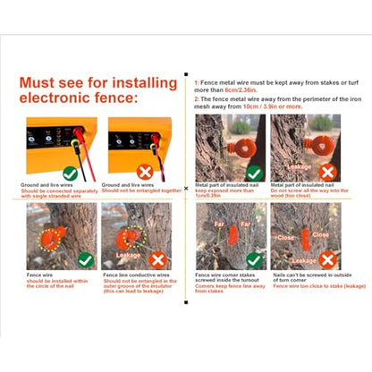 30 Miles Solar Electric Fence Charger, 0.3-1.5J for Livestock Farm - color: Orange