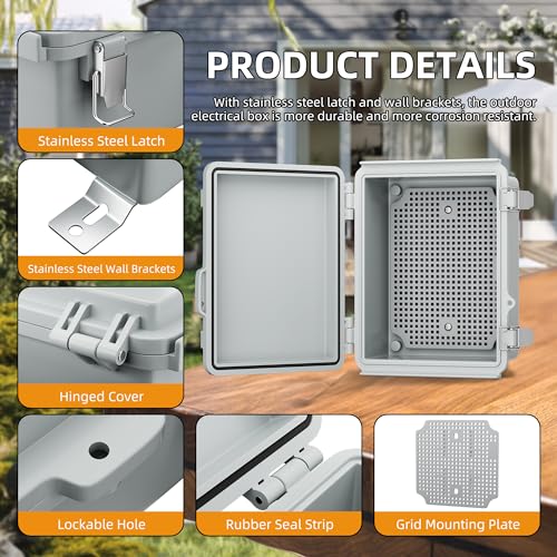 Joinfworld Outdoor Electrical Box Waterproof 8.7x6.7x4.3 (Pack of 2) - size: 8.7"x6.7"x4.3" (Pack of 2)