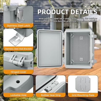 Joinfworld Outdoor Electrical Box Waterproof 8.7x6.7x4.3 (Pack of 2) - size: 8.7"x6.7"x4.3" (Pack of 2)