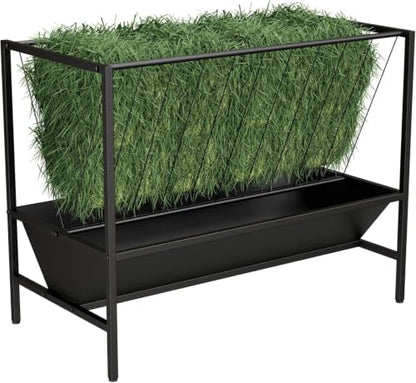 Goat Hay Feeder 45 Gallon, Heavy Duty Hay and Grain Feeder with 24 Gallon Feed Tray for Goats, Horses, Calves and Livestock, Durable Farm Feeder