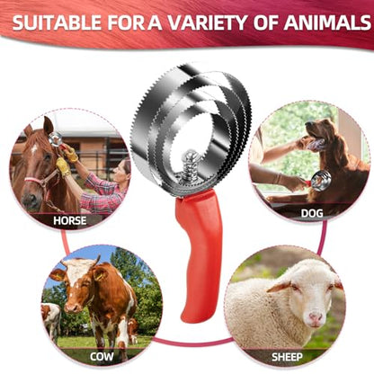 2 Pack Double Sided Stainless Steel Curry Comb With Soft Grip, Shedding & Grooming Tool For Dogs, Cattle & Horses