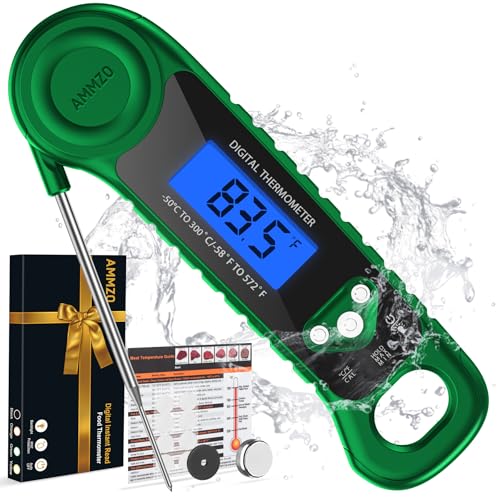 AMMZO Digital Meat Thermometer for Grilling, Candy Thermometer Instant Read Food Thermometer Waterproof with Backlight for Cooking, Deep Fry, BBQ, Grill, Smoker and Roast (Green) - color: Green