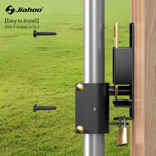 JIAHOO 2 Way Farm Gate Latch, Heavy Duty Gate Latches for Metal Tube Gates - style: Farm Gate Latch & Padlock