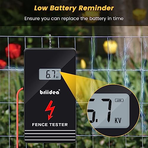Electric Fence Tester, briidea 300V-15000V Electric Fence Voltage Tester with LCD Large Display & Low Battery Reminder, Designed for Your Fence Voltage Troubleshooter, Portable & Easy to Use (MK-034)