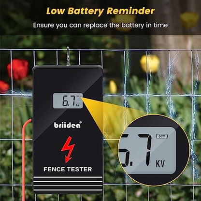 Electric Fence Tester, briidea 300V-15000V Electric Fence Voltage Tester with LCD Large Display & Low Battery Reminder, Designed for Your Fence Voltage Troubleshooter, Portable & Easy to Use (MK-034)