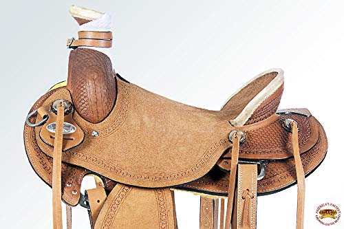 HILASON Western Wade Ranch Roping Saddle Brown Leather - size: 15 In