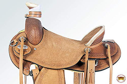 HILASON Western Wade Ranch Roping Saddle Brown Leather - size: 15 In