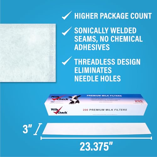 Milk Check - Premium Milk Filter Sock 3" x 23 3/8" [CASE – 800 Filters] - style: 3 x 23 3/8