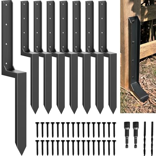 33.62" Fence Post Repair Kit, Fix Broken 4x4/6x6 Wood Post, 8Pack - color: 8 Pack/Black