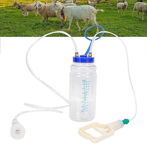 Portable Manual Goat Milking Machine with Vacuum Pressure Pump, Food Grade Plastic Bottle, PU Tubing, Fit Milk Liner, to, for Household Use, 2L Capacity (Single Sided) - size: Single Sided