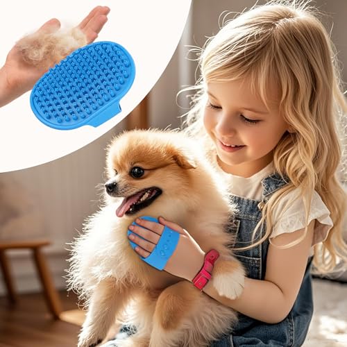 NVNAN Pet Shampoo Brush and Massage Bath Brush | Adjustable silicone shampoo brush for dogs and cats, ideal for bathing, shower scrubbing, massage, and loose hair removal - color: Blue-01