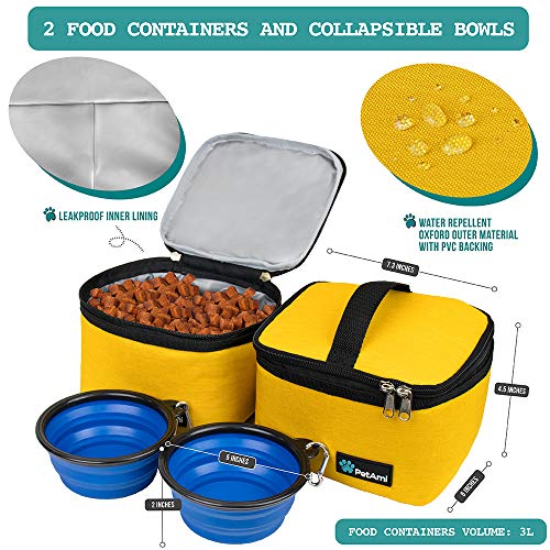 PetAmi Dog Travel Bag Organizer, Pet Supplies Diaper Tote, Yellow Medium - color: Yellow, size: Medium - 14.5"L x 8"W x 12.0"H
