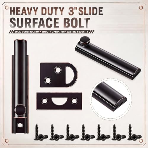 Lothee 3" 4 Pcs Brass Surface Bolt Door Latch, Rubbed Bronze - color: Rubbed Bronze, size: 3 Inch