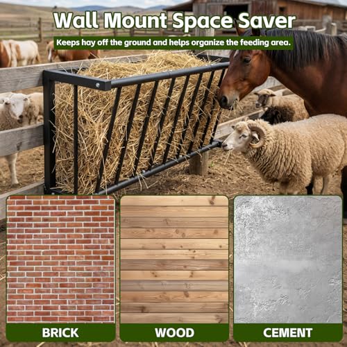 Wall Mount Hay Rack, 26" Metal Hay Feeder, 16-Gallon Capacity - size: 26 Inch(16 Gal)
