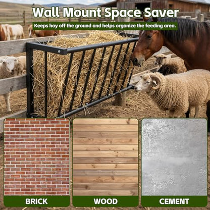Wall Mount Hay Rack, 26" Metal Hay Feeder, 16-Gallon Capacity - size: 26 Inch(16 Gal)