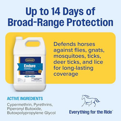 Farnam Endure Fly Spray for Horses, Lasting Fly Repellent, 128 oz Refill - size: 128 oz. Refill