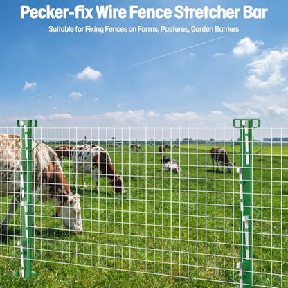 Wire Fence Stretcher Bar with Wedges,Woven Mesh Tensioning Tool for Farm | Heavy-Duty Steel Fence Puller for Tightening Woven&Welded Wire,Ideal for Cattle,Horse Enclosures,Post Installation - size: 46 Inch