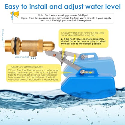 2 Pcs Brass Float Valve 3/4 Inch, Water Tank Float Valve Auto Fill - style: 3/4" Blue