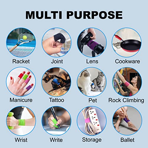 Self Adhesive Bandage Wrap| 12 Rolls 1" x 5 Yards Vet Tape, Medical Tape,Athletic Tape,Elastic Cohesive Bandage for Sports Injury,Stretch Athletic,Ankle,(Mix Color)