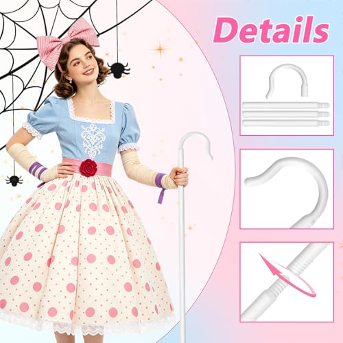 Shepherd Staff,Plastic Crook Cane Walking Stick Hook Prop for Adult Halloween Cosplay,Dress Up Party,Nativity Costume Accessory,40 Inch,White - color: White