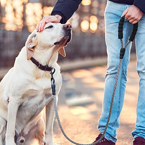 MayPaw Heavy Duty Rope Dog Leash, 3/4/6/7/8/10/12/15/20/30 FT Nylon Pet Leash, Soft Padded Handle Thick Lead Leashes for Large Medium Dogs (Black, 1/2" * 4') - color: black, size: 1/2" * 4'