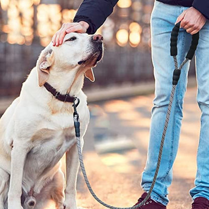 MayPaw Heavy Duty Rope Dog Leash, 3/4/6/7/8/10/12/15/20/30 FT Nylon Pet Leash, Soft Padded Handle Thick Lead Leashes for Large Medium Dogs (Black, 1/2" * 6') - color: black, size: 1/2" * 6'