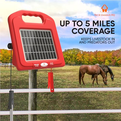 Pet & Livestock HQ - 3280ft Electric Polywire Fence with 5 Mile Charger and 100 Insulators - 3 Product Bundle