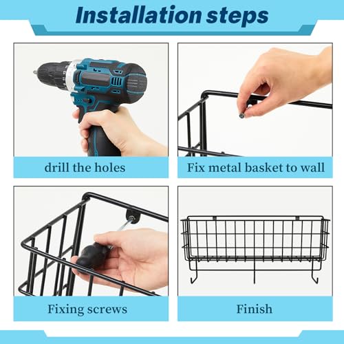 Tandefio 2 Pcs Basket & Tack Rack for Horse Hanging Bridle Rack with Basket Hanging Wire Basket with Tack Hook Hangers Wall Mounted Multi Use Stable Organizer Key Organizer Rack for Stable Saddle