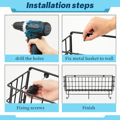 Tandefio 2 Pcs Basket & Tack Rack for Horse Hanging Bridle Rack with Basket Hanging Wire Basket with Tack Hook Hangers Wall Mounted Multi Use Stable Organizer Key Organizer Rack for Stable Saddle