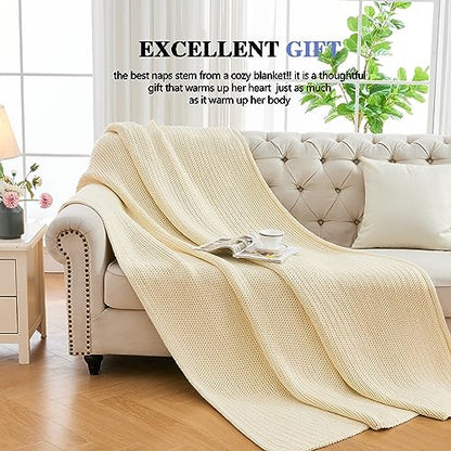 L'AGRATY Knitted Weighted Blanket 48"x72" 12lbs for Adults Cooling - color: Cream White, size: 48" x 72" | 12 lbs