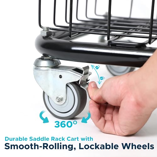 Homestead 220 Lbs Rolling Saddle Rack Cart with Basket – Heavy Duty Saddle Stand for Western Horse Gear, Organizers and Storage for Tack Room, Bridle, Horse Lovers, Cowboy - 3 Tier Saddle Rack Carts - size: 220 Lbs
