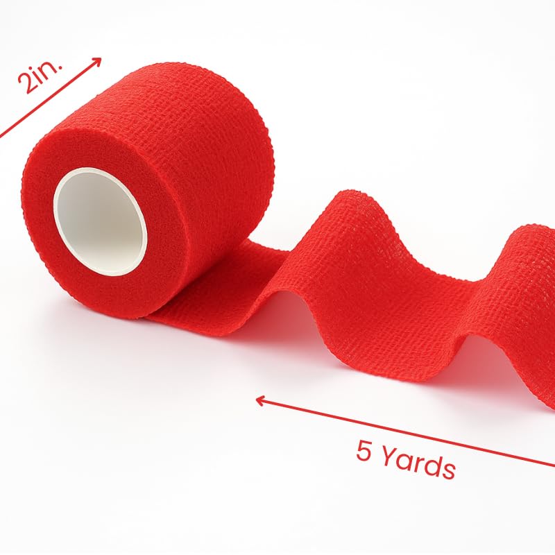 2" Cohesive Flexible Bandage Wrap – Red - Pack of 8 - color: Red
