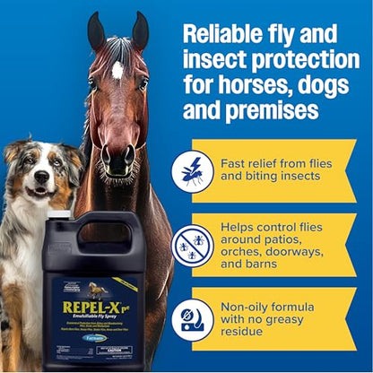 Farnam Repel-X pe Concentrated Fly Spray for Horses & Dogs, 128 Ounces - size: 128 Oz Concentrate