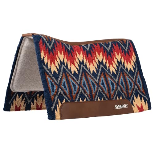 Weaver Equine Synergy Contoured Performance Saddle Pad - color: Quest-Navy/Red, size: 32" x 34"