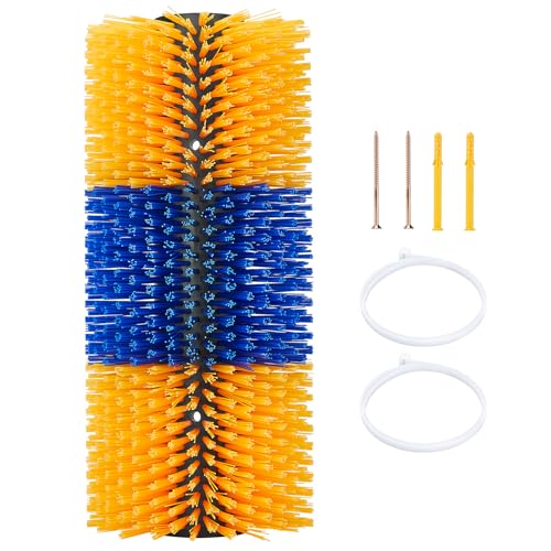 Livestock Scratch Brush, Horse Brushes Cow Scratcher, Full Massage Grooming Brush Kit, Horse Grooming Kit, Relieve Itching on the Back for Horse, Cow, Goat, Pig (Blue-Yellow)