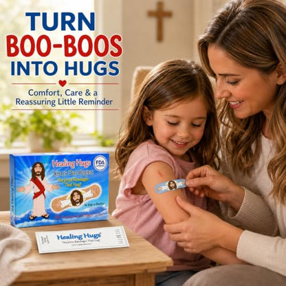 Healing Hugs Jesus Bandages - Premium Adhesive Hugging Jesus from Hug-a-BooBoo, The Jesus Bandages that Hug! 24 Count Box - size: 24ct, style: Healing Hugs Jesus