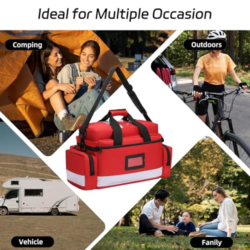 Medical Bag Empty First Responder Bag,Emergency Bag First Aid Kit Organizer,First Aid Bag with Detachable Dividers, Medical Bag for Nurses,Home Health Care, EMT