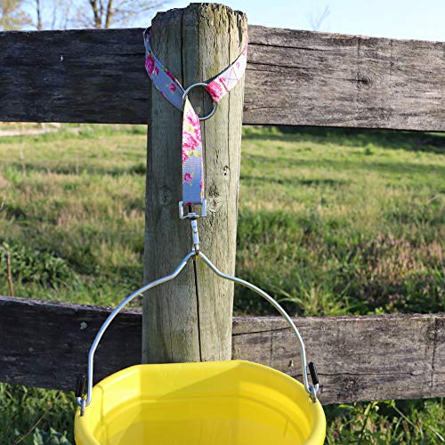 Heavy Duty Adjustable Horse Water Bucket Straps Hangers By Derby (Red) - color: Red