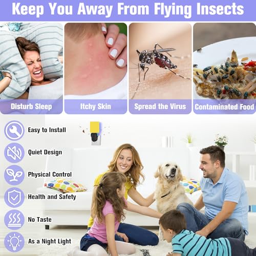 Flying Insect Trap Plug-in, Indoor Mosquito & Gnat Killer - color: deep black, size: 1 device + 5 refills