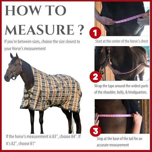 Jeffers Solaris 1200 Denier Turnout Blanket with Extended Neck Design - Brown & Cream Plaid 75" - Waterproof, Breathable Horse Blanket with 360g Polyfill, Ideal Protection for Winter, Heavyweight - size: 75"