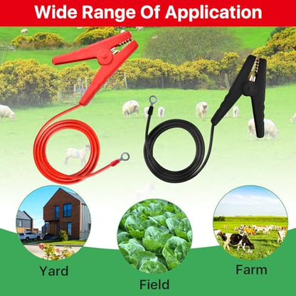 8 Pcs Electric Fence Wire Connect, 3 Ft Electric Fence Charger Solar Powered Fence Charger Fence Lead Copper Wire with Alligator Clip (Black+Red)