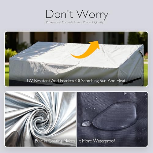 Patio Loveseat Cover Waterproof 420D Bench Cover, 58"x28"x31", Grey - color: Grey-1pc, size: 58L x 28W x 31H inch