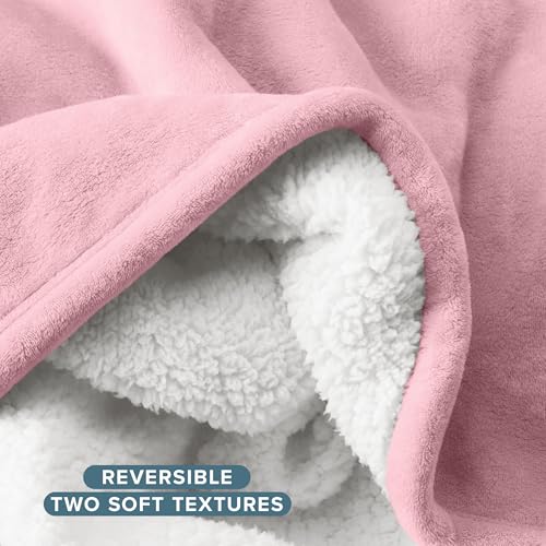 Bare Home Sherpa Fleece Blanket (Twin/Twin XL, Light Pink) | Reversible Blanket for Bed, Sofa, and Couch, Warm & Lightweight, Fluffy & Soft - color: 22 - Light Pink, size: Twin/Twin XL