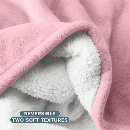 Bare Home Sherpa Fleece Blanket (Twin/Twin XL, Light Pink) | Reversible Blanket for Bed, Sofa, and Couch, Warm & Lightweight, Fluffy & Soft - color: 22 - Light Pink, size: Twin/Twin XL