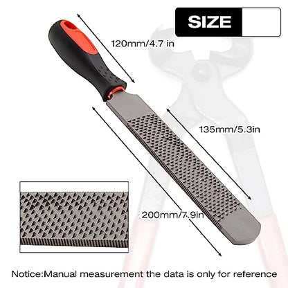 MDEOOSKY 12.5 Inches Horseshoe File, Horseshoe File with Rubber Handle, Double-Sided Hoof Rasp File, Farrier Supplies Tool for Repair Horse Hooves, Goat Hooves, Cow Hooves and Wood Working