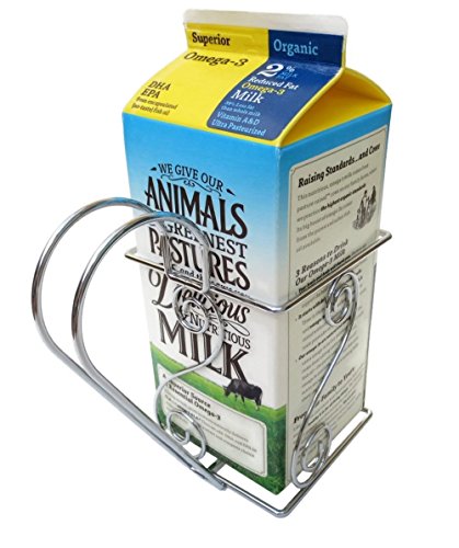 Cara's Casa Half Gallon Juice or Milk Carton Holder - Elegant, Easy Grip Holder Makes Pouring Trouble-Free. Sturdy Metal Construction. Nice for Home Kitchen Gifts and Housewarming Gift Ideas.