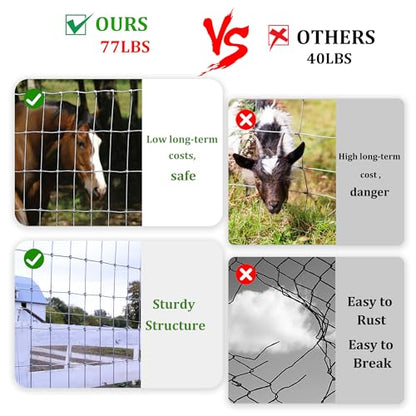 4 ft x 100 ft Galvanized Horse Fence,2 x 4 in Mesh Farm Fence, 14 Gauge | No-climb farm fencing for horses, goats and sheep; suitable for livestock enclosures, paddocks, pastures, fields and farms